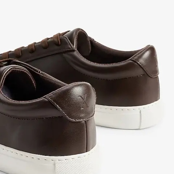 Express Dark Brown Faux Leather Sneakers Men's Size: 10 New without Box Perfect - Picture 2 of 5